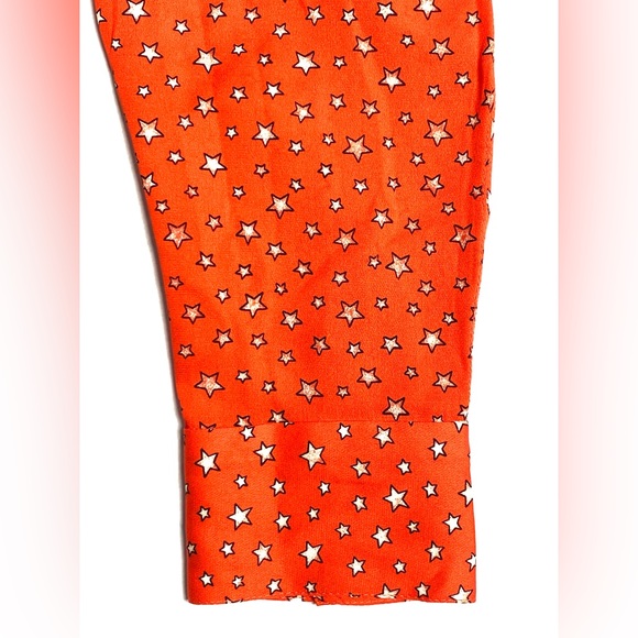J. Crew Women's Orange Silk Long Sleeve Button Up Star Print Top/Blouse Size 2 - Picture 5 of 12